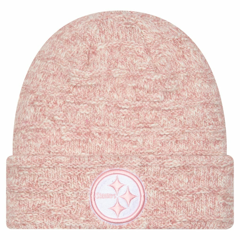 Pittsburgh Steelers New Era Women's Metallic Cuffed Knit Hat - Pink for sale