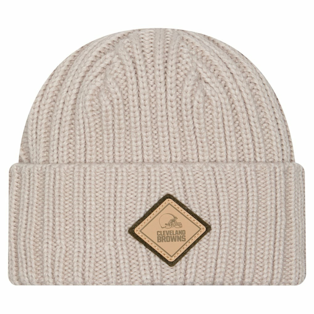 Cleveland Browns New Era Logo Applique Cuffed Knit Hat - Light Beige discount