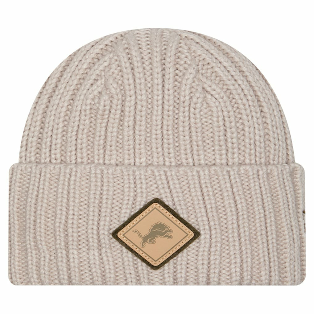 Detroit Lions New Era Logo Applique Cuffed Knit Hat - Light Beige sale