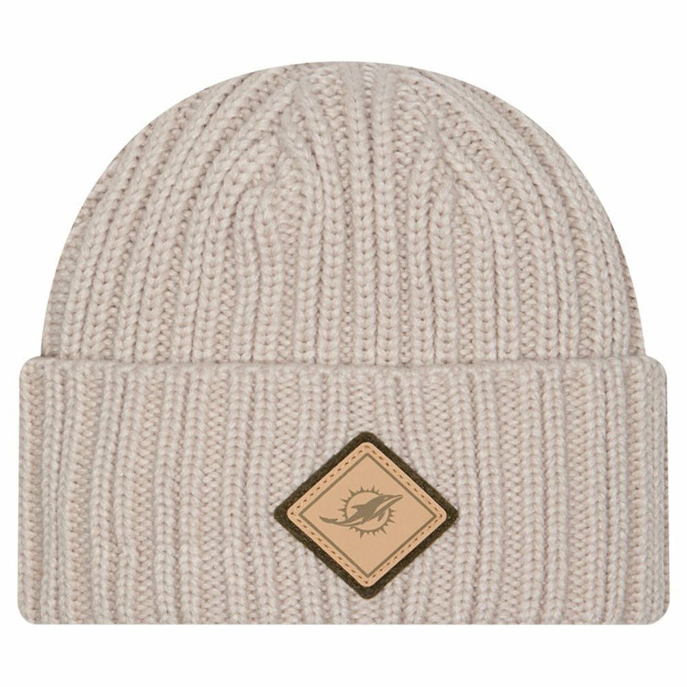 Miami Dolphins New Era Logo Applique Cuffed Knit Hat - Light Beige cheap