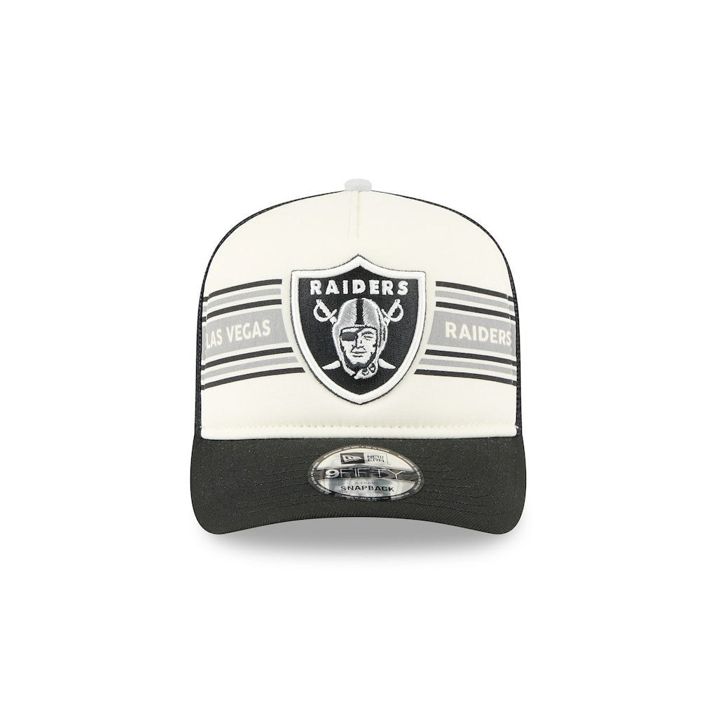 Las Vegas Raiders New Era Banner A-Frame 9FIFTY Trucker Snapback Hat - Cream/Black outlet