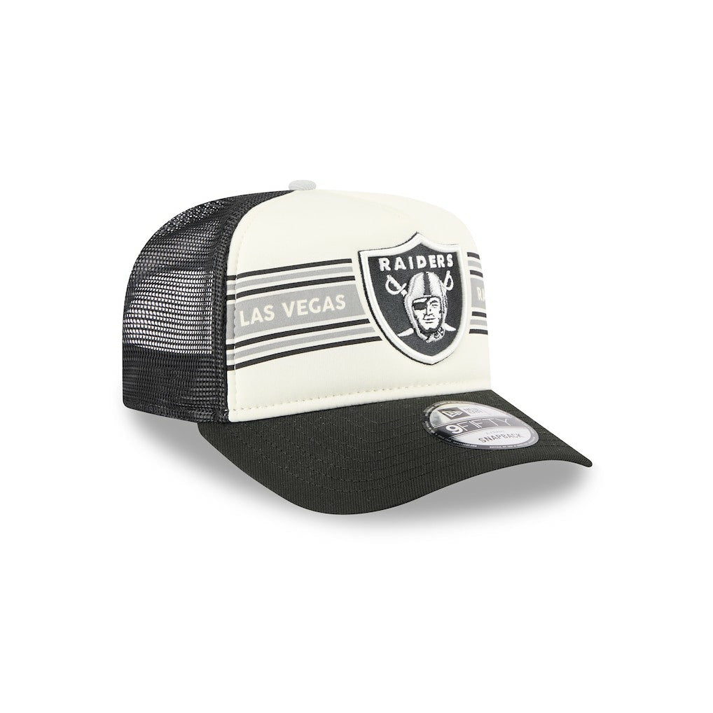 Las Vegas Raiders New Era Banner A-Frame 9FIFTY Trucker Snapback Hat - Cream/Black outlet
