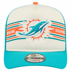 Miami Dolphins New Era Banner A-Frame 9FIFTY Trucker Snapback Hat - Cream/Aqua discount