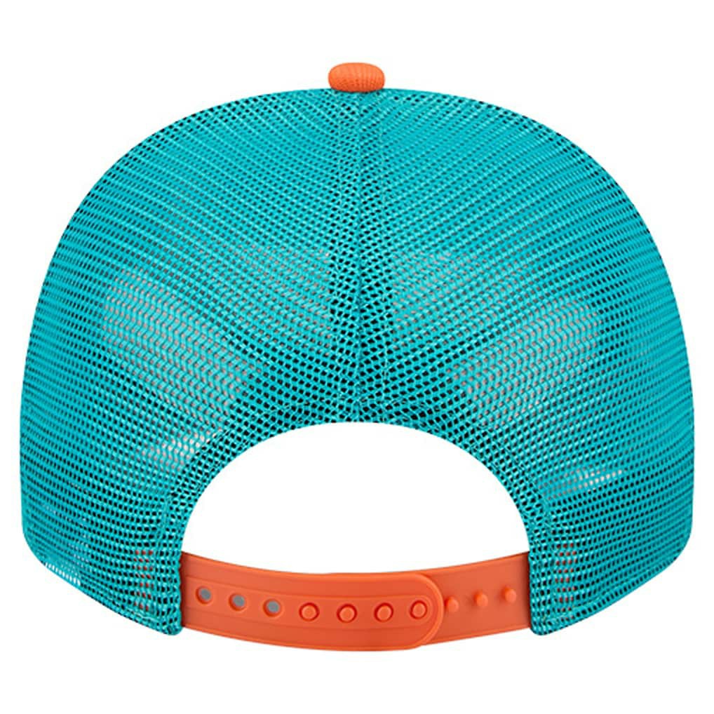 Miami Dolphins New Era Banner A-Frame 9FIFTY Trucker Snapback Hat - Cream/Aqua discount