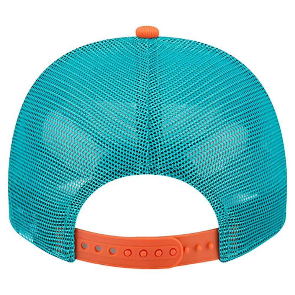 Miami Dolphins New Era Banner A-Frame 9FIFTY Trucker Snapback Hat - Cream/Aqua discount