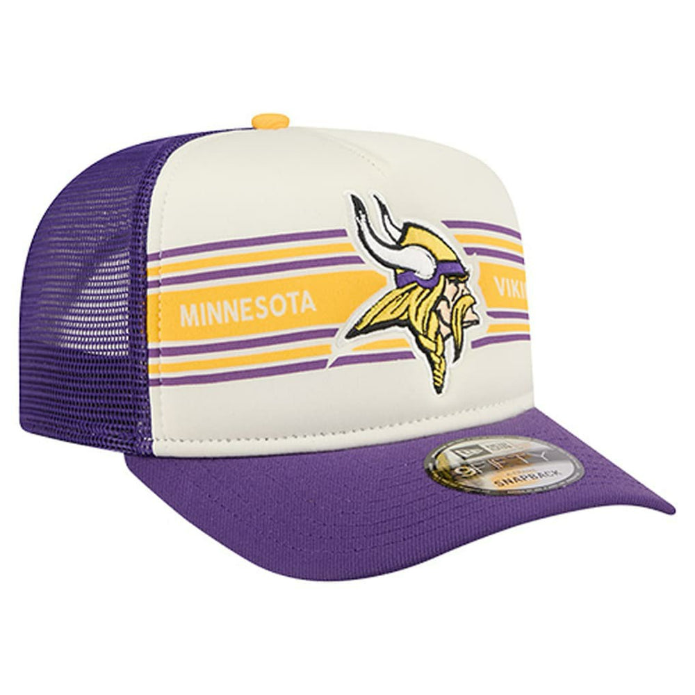 Minnesota Vikings New Era Banner A-Frame 9FIFTY Trucker Snapback Hat - Cream/Purple cheap