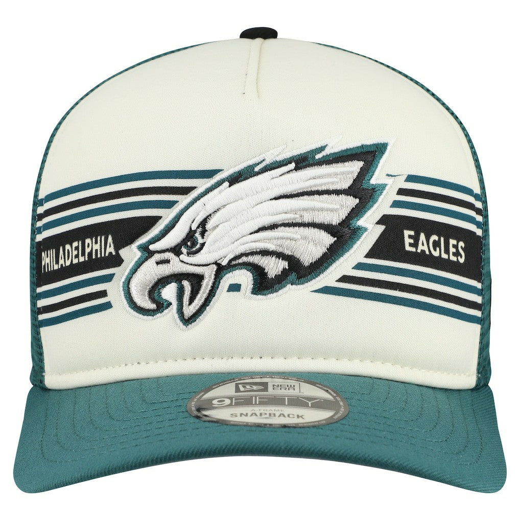 Philadelphia Eagles New Era Banner A-Frame 9FIFTY Snapback Hat - Cream/Midnight Green outlet