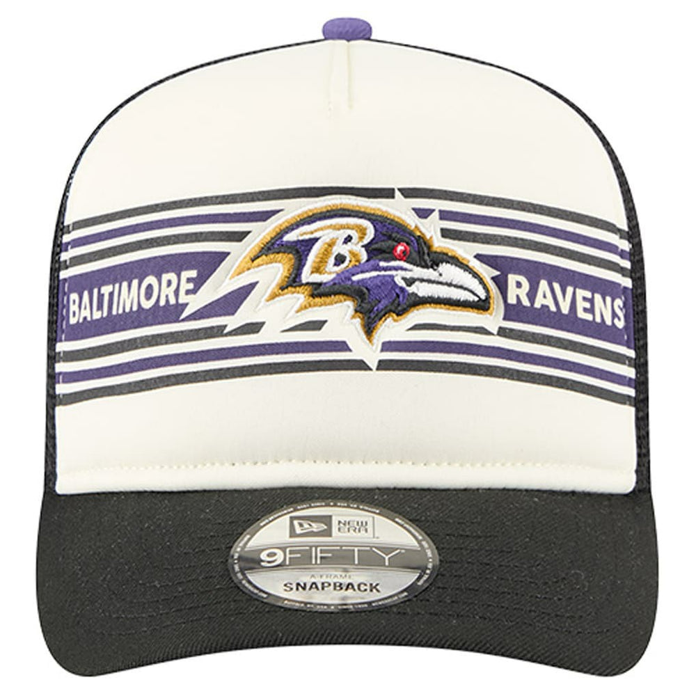 Baltimore Ravens New Era Banner A-Frame 9FIFTY Trucker Snapback Hat - Cream/Black outlet