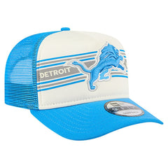 Detroit Lions New Era Banner A-Frame 9FIFTY Trucker Snapback Hat - Cream/Blue online