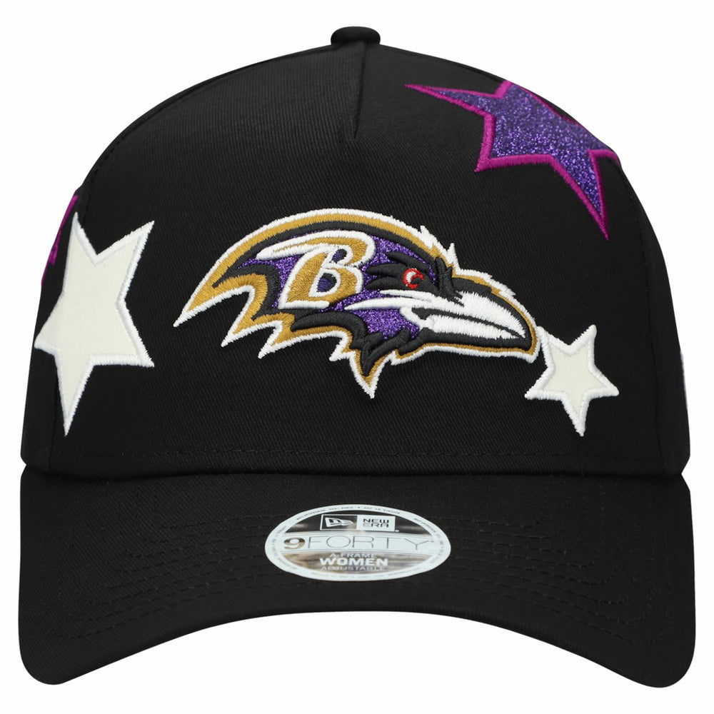 Baltimore Ravens New Era Women's Stardom A-Frame 9FORTY Adjustable Hat - Black outlet