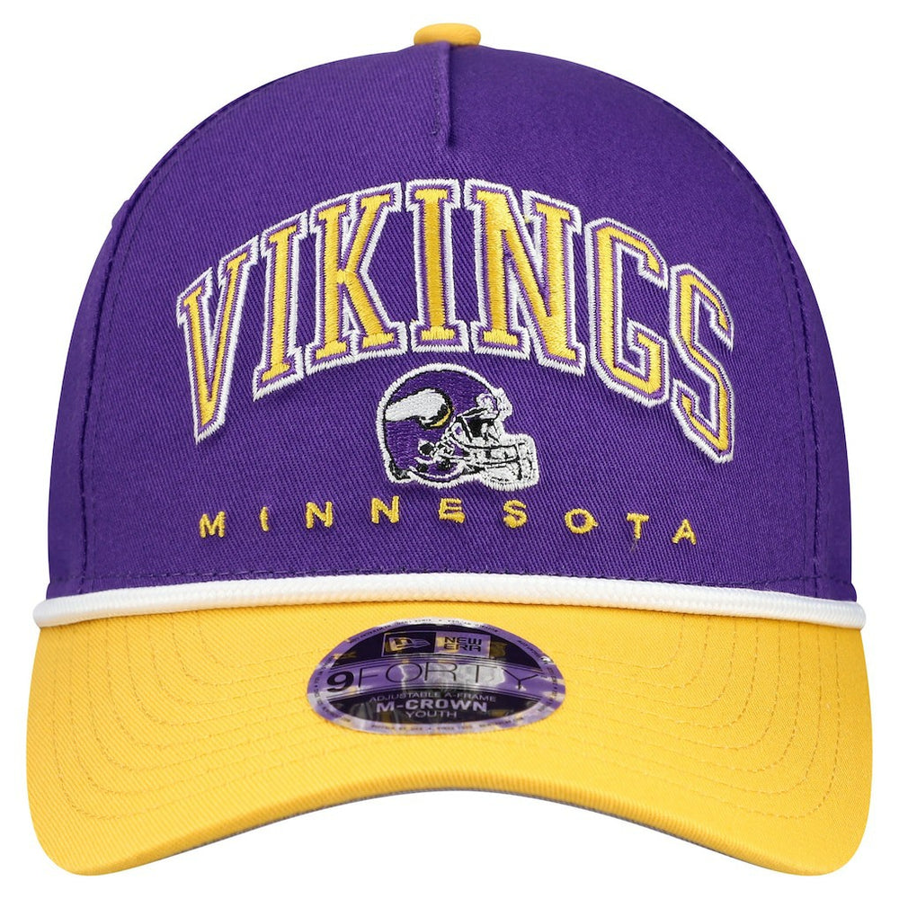Minnesota Vikings New Era Youth Arch COOLERA 9FORTY A-Frame Adjustable Hat - Purple/Gold discount
