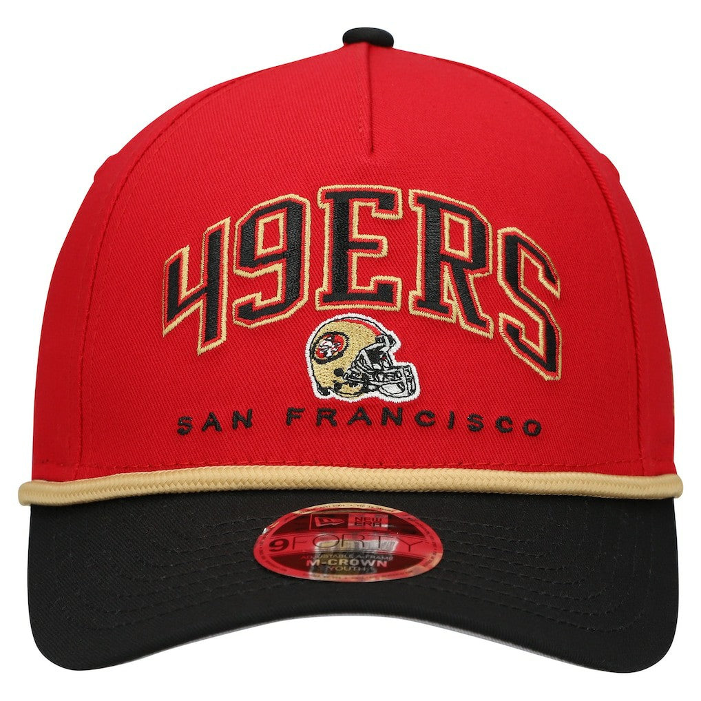 San Francisco 49ers New Era Youth Arch COOLERA 9FORTY A-Frame Adjustable Hat - Scarlet/Black on sale