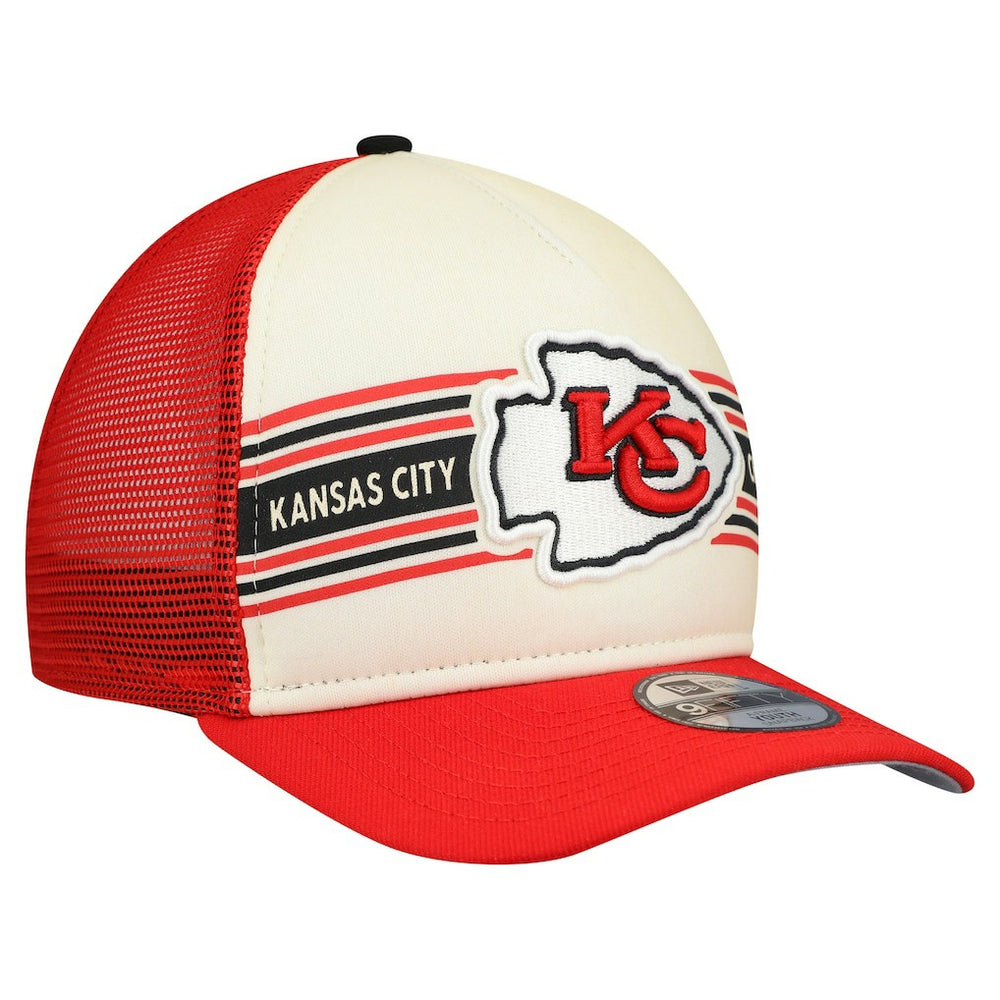 Kansas City Chiefs New Era Youth Banner 9FIFTY A-Frame Adjustable Trucker Hat - Cream/Red on sale
