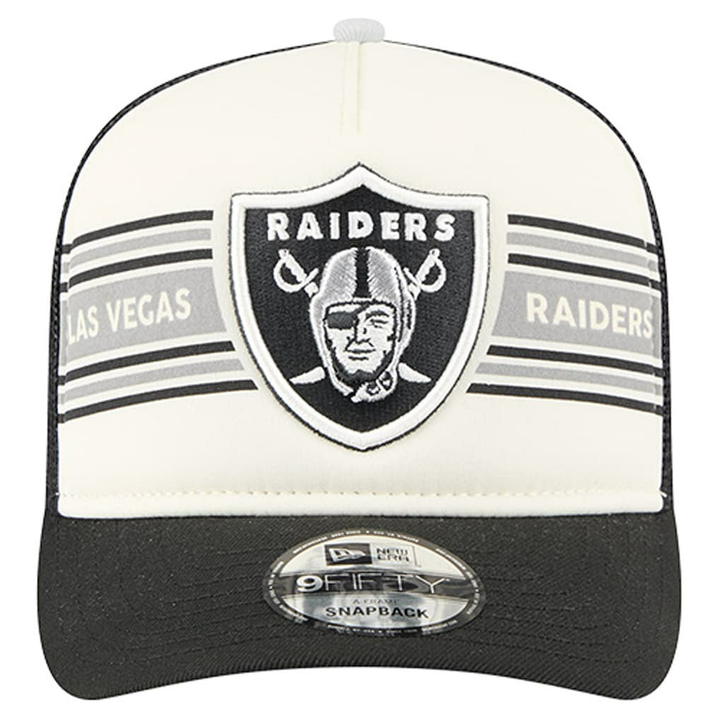 Las Vegas Raiders New Era Youth Banner 9FIFTY A-Frame Adjustable Trucker Hat - Cream/Black online