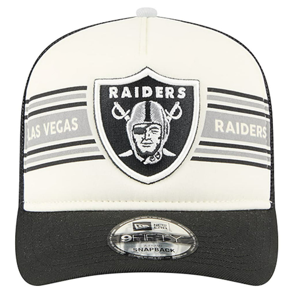 Las Vegas Raiders New Era Youth Banner 9FIFTY A-Frame Adjustable Trucker Hat - Cream/Black online