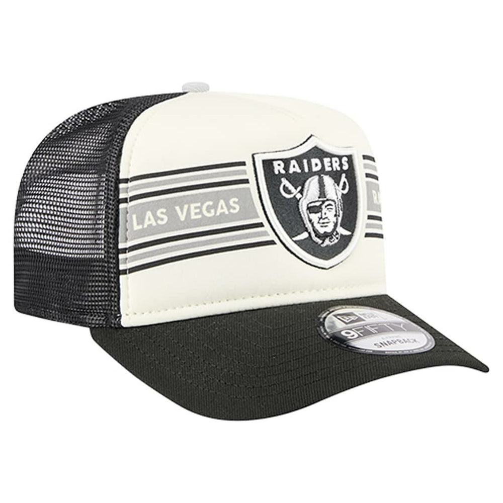Las Vegas Raiders New Era Youth Banner 9FIFTY A-Frame Adjustable Trucker Hat - Cream/Black online