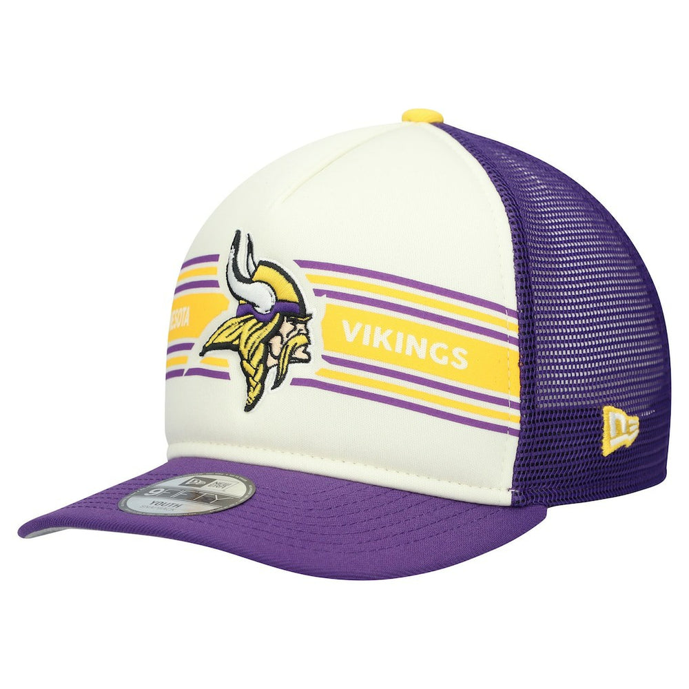 Minnesota Vikings New Era Youth Banner 9FIFTY A-Frame Adjustable Trucker Hat - Cream/Purple cheap