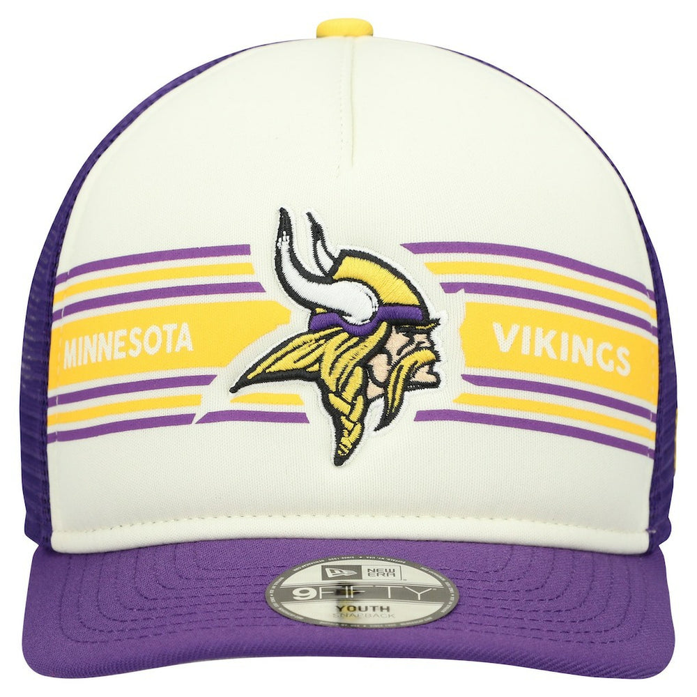 Minnesota Vikings New Era Youth Banner 9FIFTY A-Frame Adjustable Trucker Hat - Cream/Purple cheap