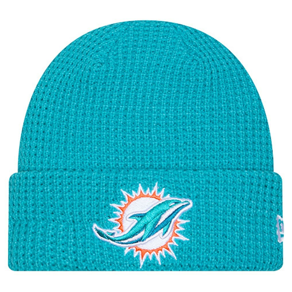 Miami Dolphins New Era Youth Waffle Cuffed Knit Hat - Aqua outlet
