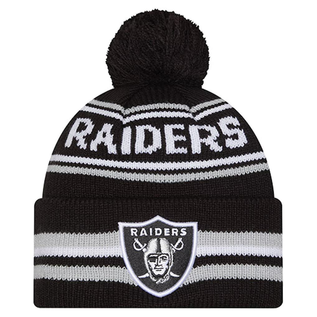 Las Vegas Raiders New Era Youth Classic Cuffed Knit Hat with Pom - Black discount