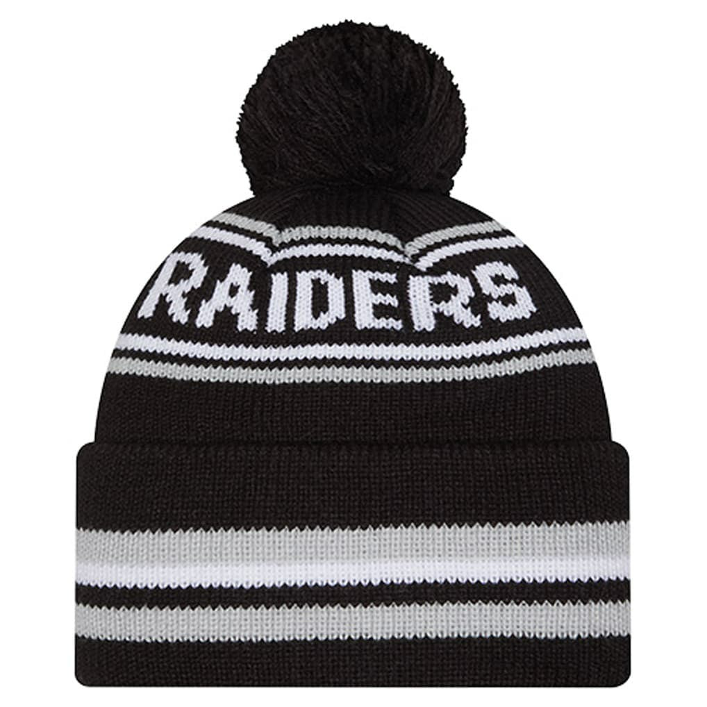 Las Vegas Raiders New Era Youth Classic Cuffed Knit Hat with Pom - Black discount