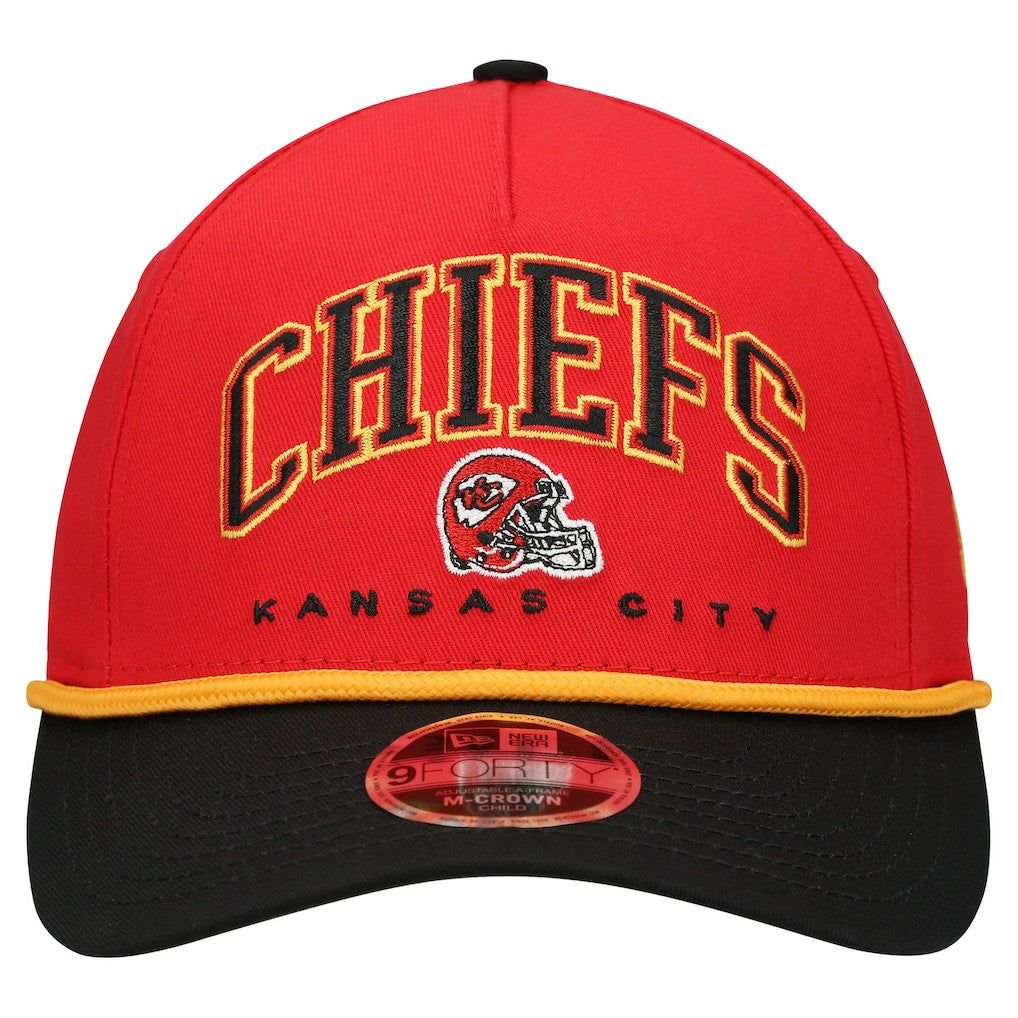 Kansas City Chiefs New Era Preschool Arch COOLERA 9FORTY A-Frame M-Crown Adjustable Hat - Red/Black for sale