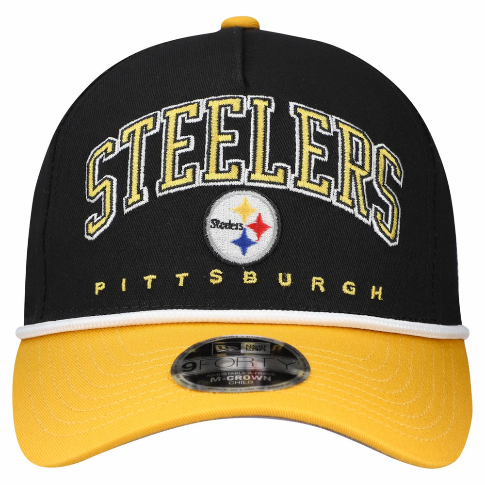 Pittsburgh Steelers New Era Preschool Arch COOLERA 9FORTY A-Frame M-Crown Adjustable Hat - Black/Gold for sale