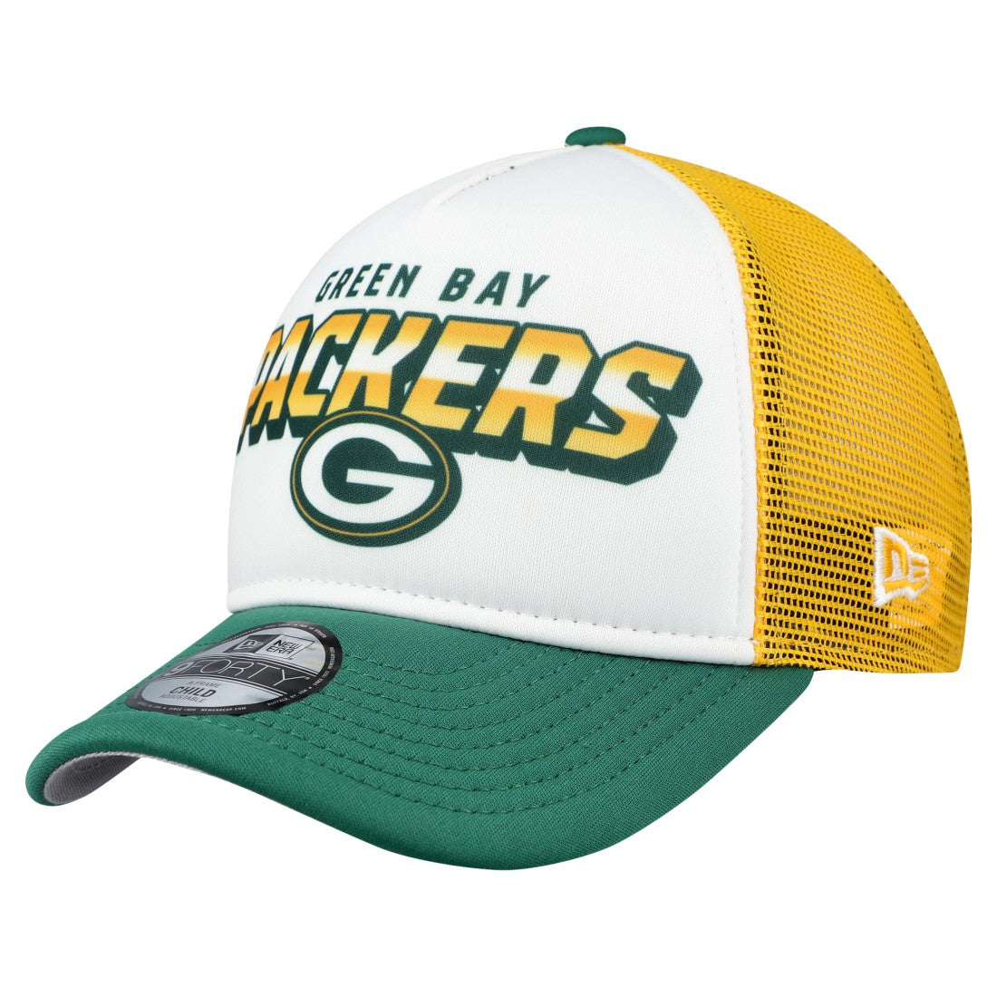 Green Bay Packers New Era Preschool 9FORTY A-Frame Adjustable Hat - White for sale