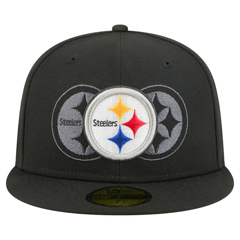 Pittsburgh Steelers New Era Tri-Hit 59FIFTY Fitted Hat - Black discount