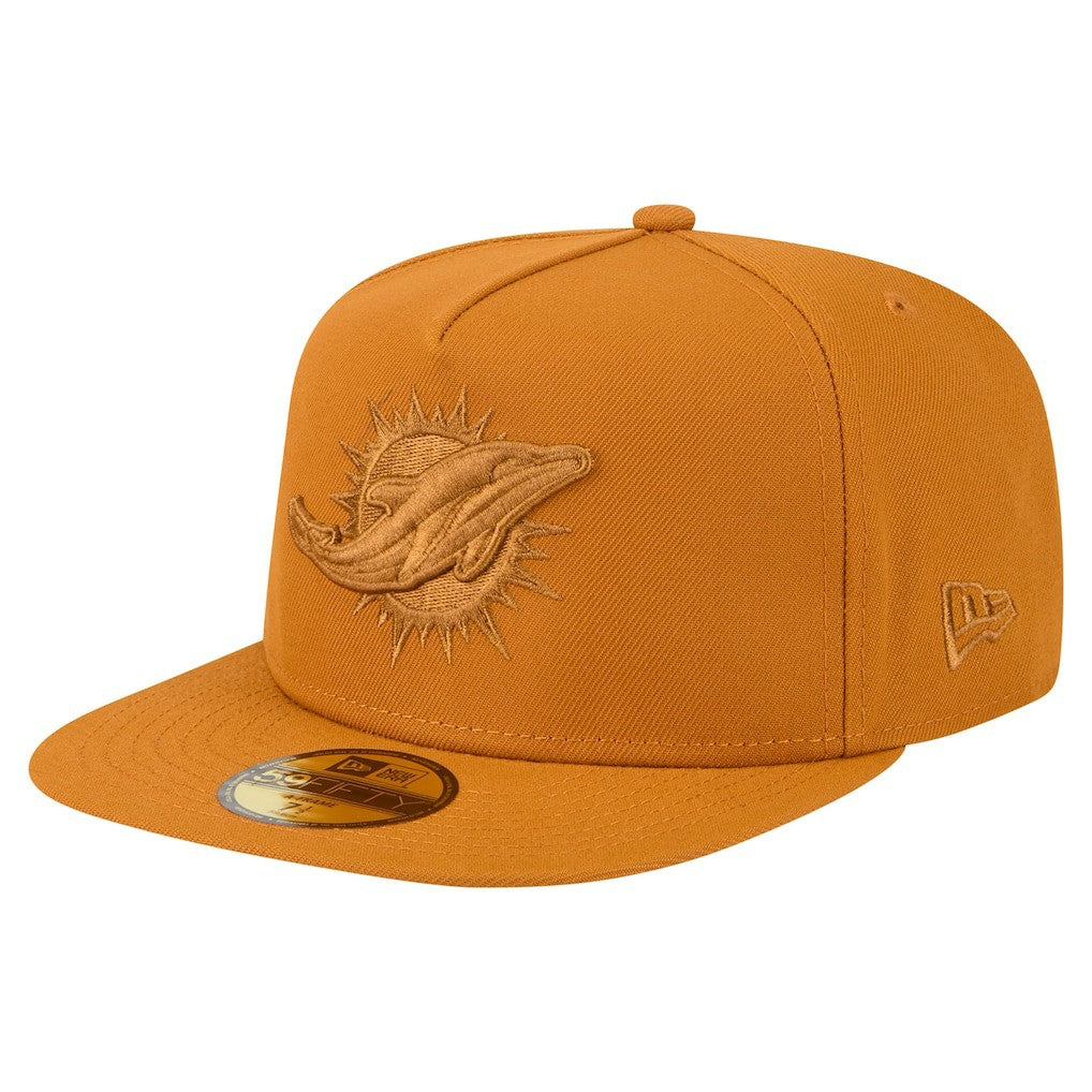 Miami Dolphins New Era Color Pack A-Frame 59FIFTY Fitted Hat - Brown discount