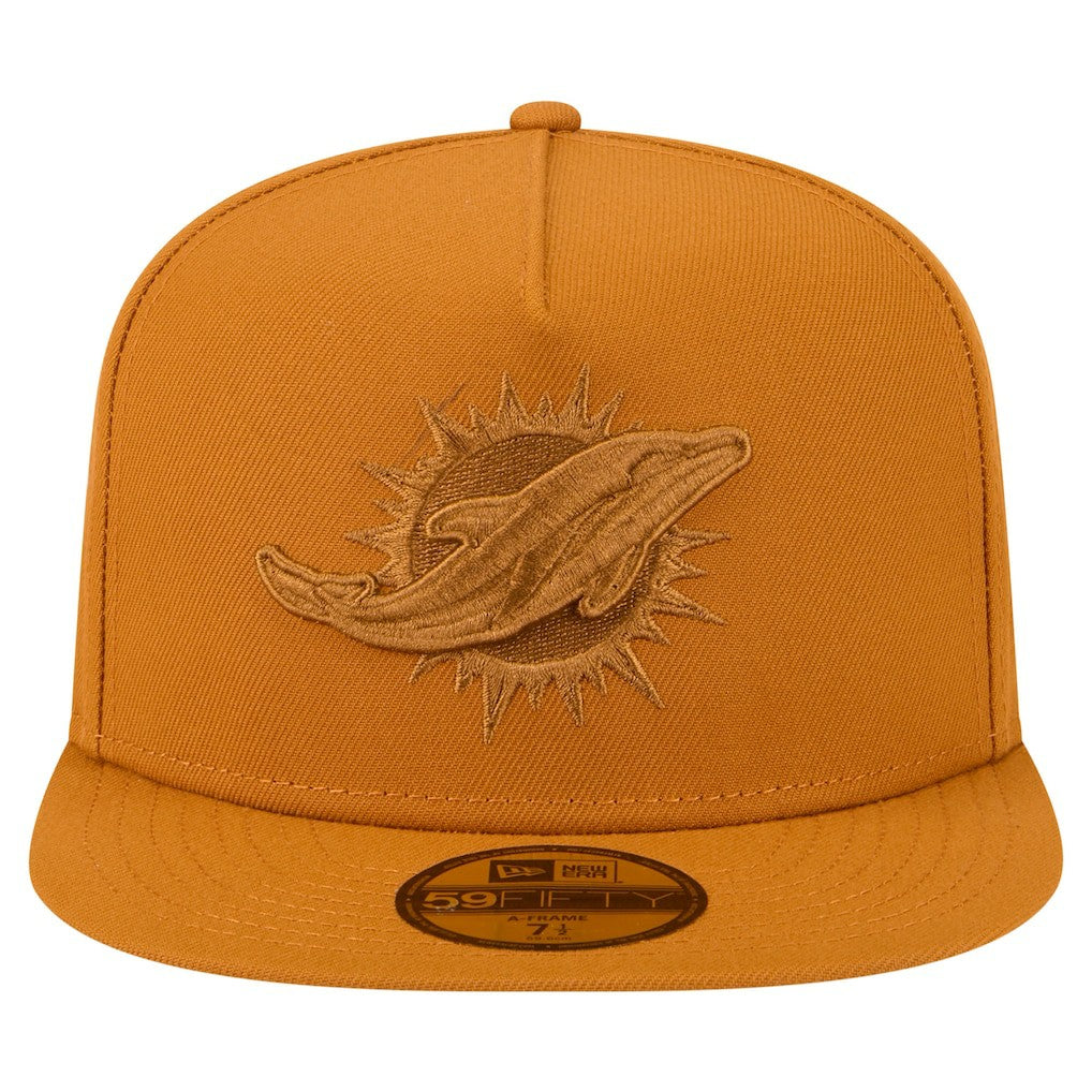 Miami Dolphins New Era Color Pack A-Frame 59FIFTY Fitted Hat - Brown discount