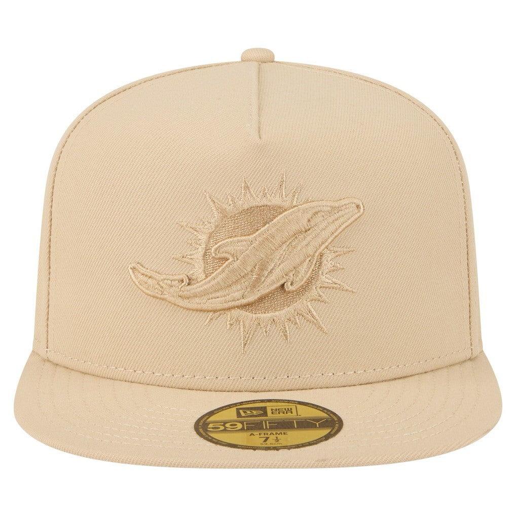 Miami Dolphins New Era Color Pack A-Frame 59FIFTY Fitted Hat - Light Beige outlet