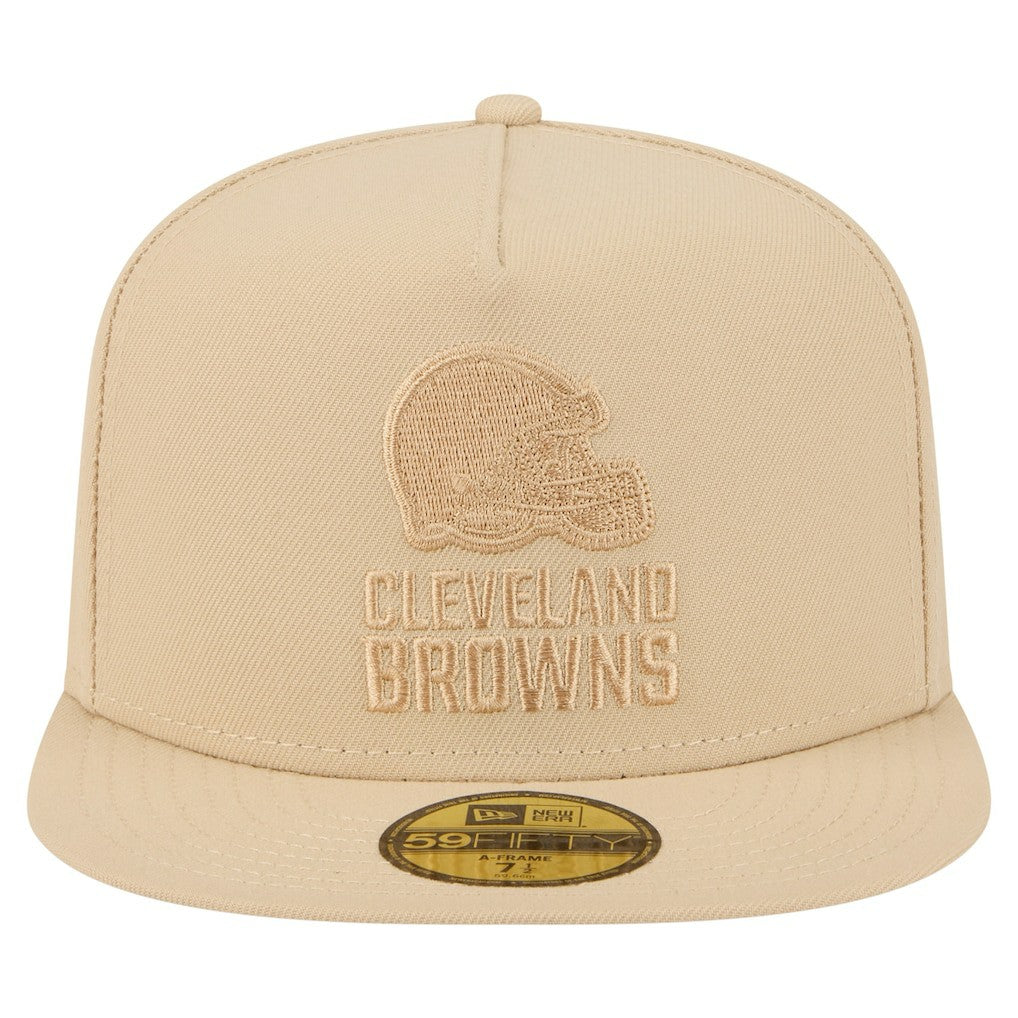 Cleveland Browns New Era Color Pack A-Frame 59FIFTY Fitted Hat - Light Beige on sale