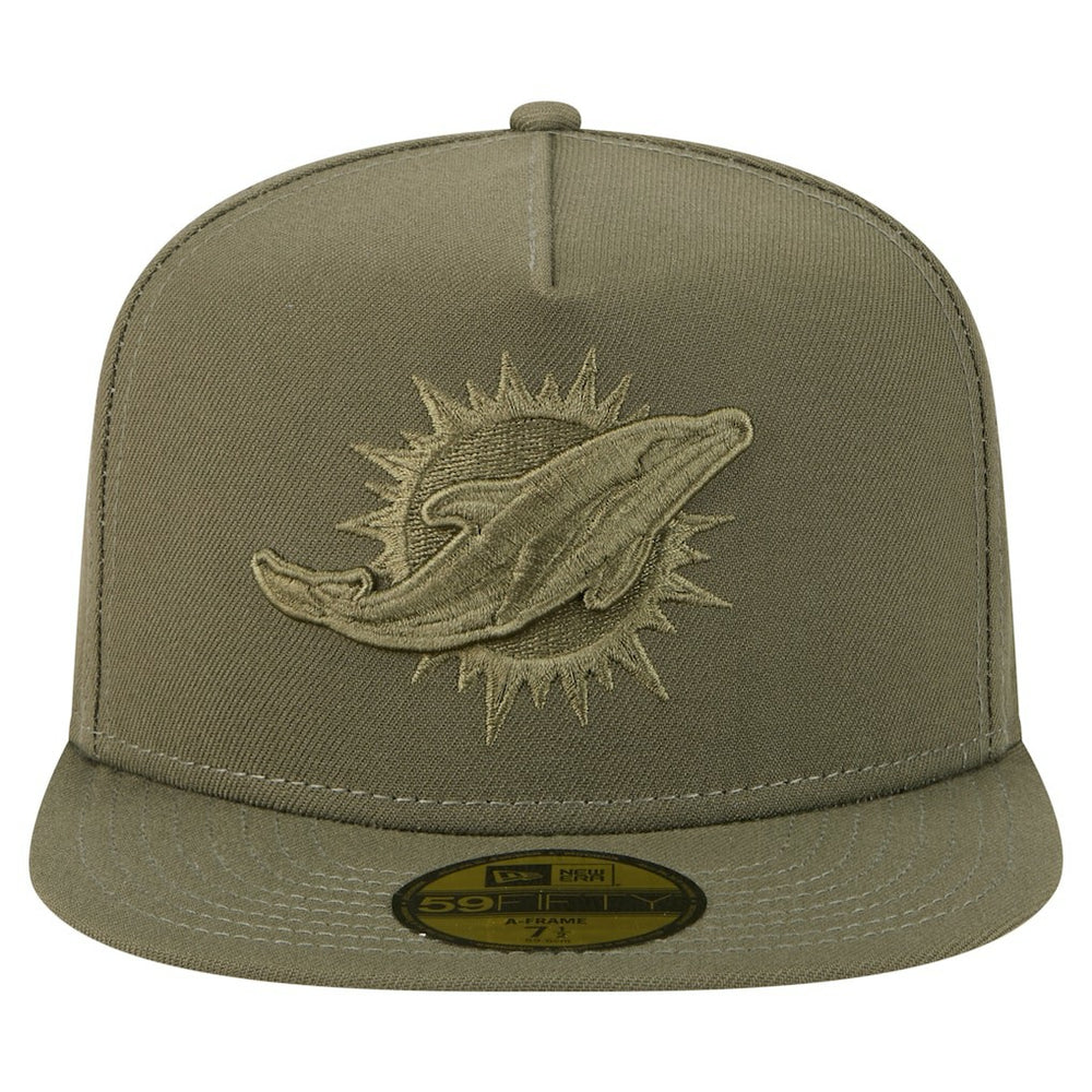 Miami Dolphins New Era Color Pack A-Frame 59FIFTY Fitted Hat - Olive discount