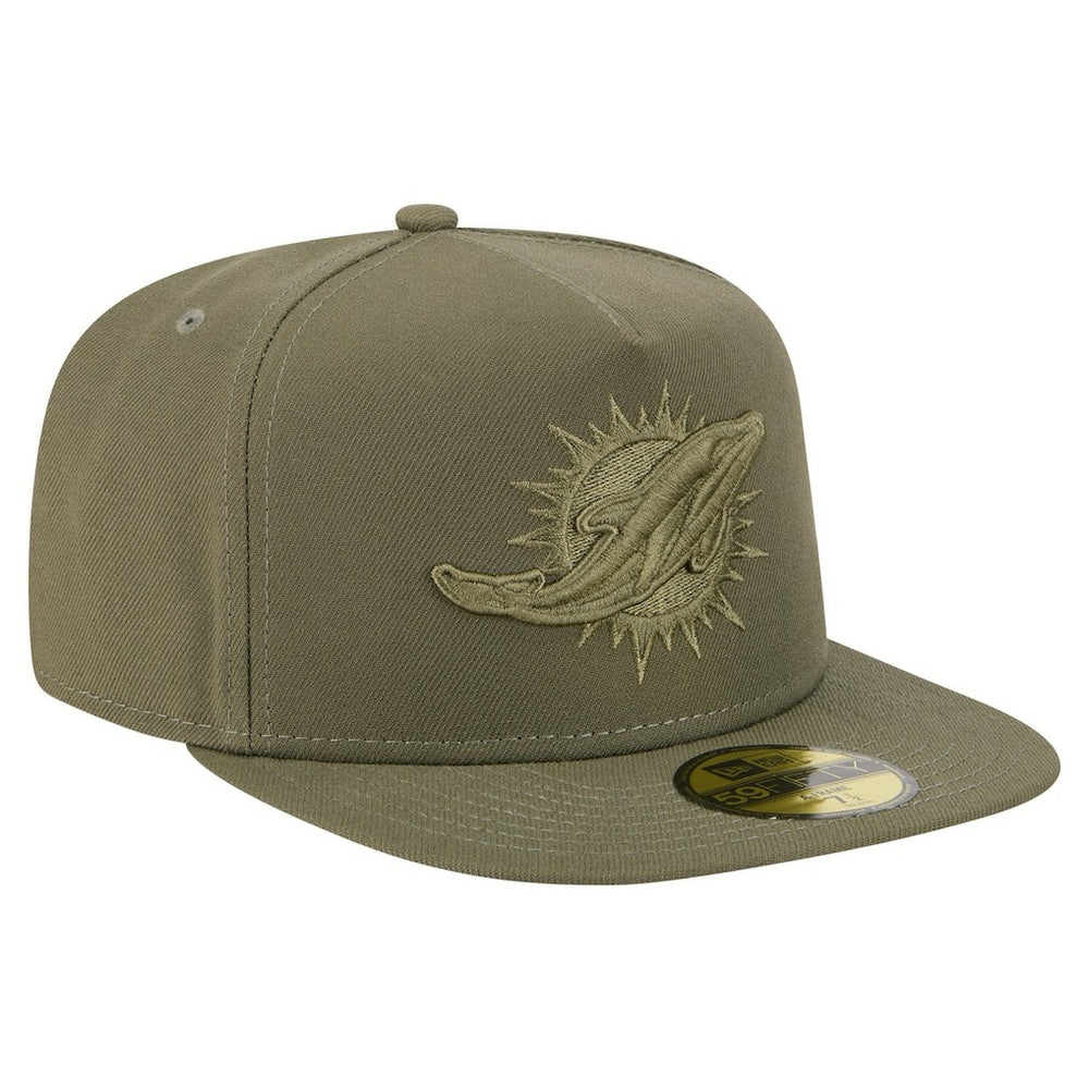 Miami Dolphins New Era Color Pack A-Frame 59FIFTY Fitted Hat - Olive discount