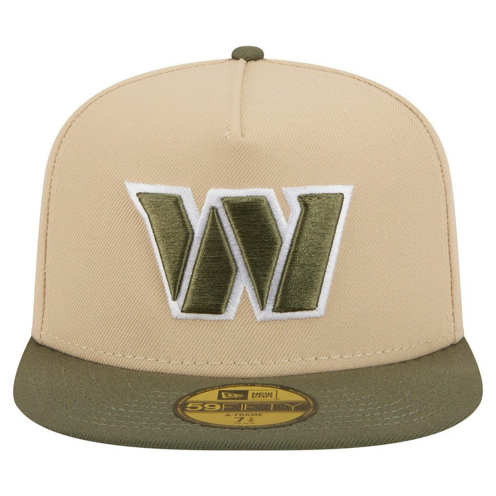 Washington Commanders New Era Color Pack A-Frame 59FIFTY Fitted Hat - Beige/Olive on sale