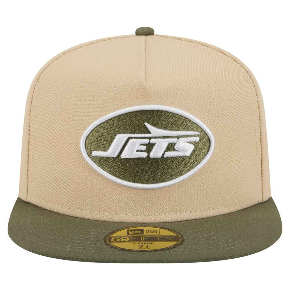 New York Jets New Era Color Pack A-Frame 59FIFTY Fitted Hat - Light Beige/Olive online