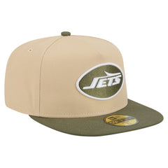 New York Jets New Era Color Pack A-Frame 59FIFTY Fitted Hat - Light Beige/Olive online