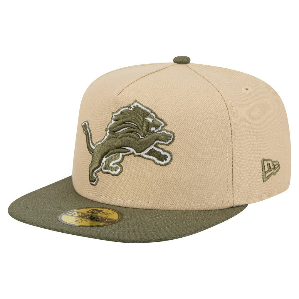 Detroit Lions New Era Color Pack A-Frame 59FIFTY Fitted Hat - Beige/Olive online