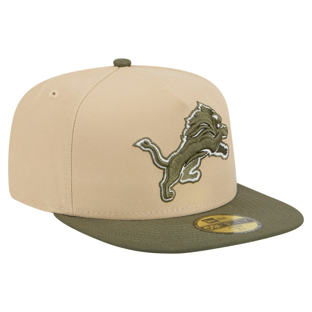 Detroit Lions New Era Color Pack A-Frame 59FIFTY Fitted Hat - Beige/Olive online