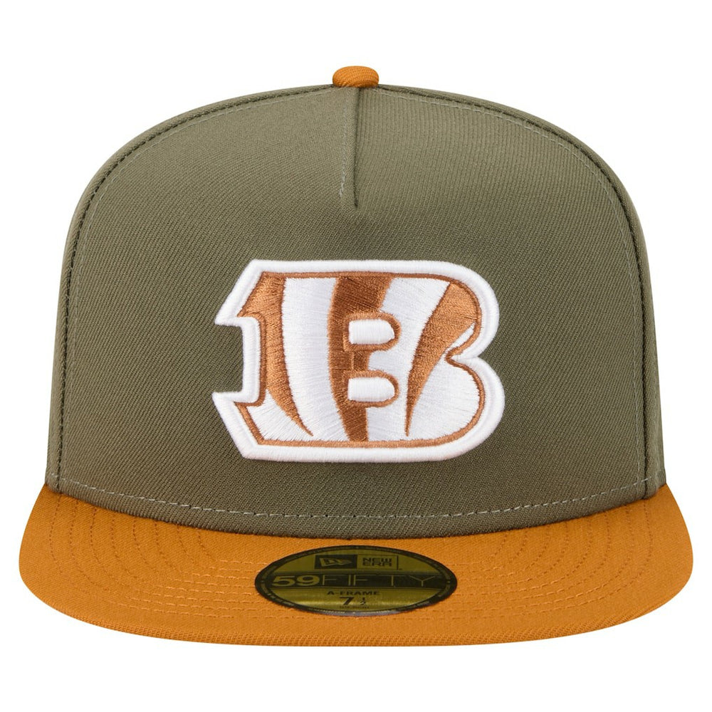 Cincinnati Bengals New Era Color Pack A-Frame 59FIFTY Fitted Hat - Olive/Brown for sale