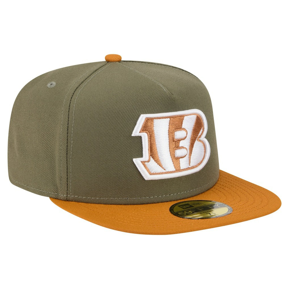 Cincinnati Bengals New Era Color Pack A-Frame 59FIFTY Fitted Hat - Olive/Brown for sale