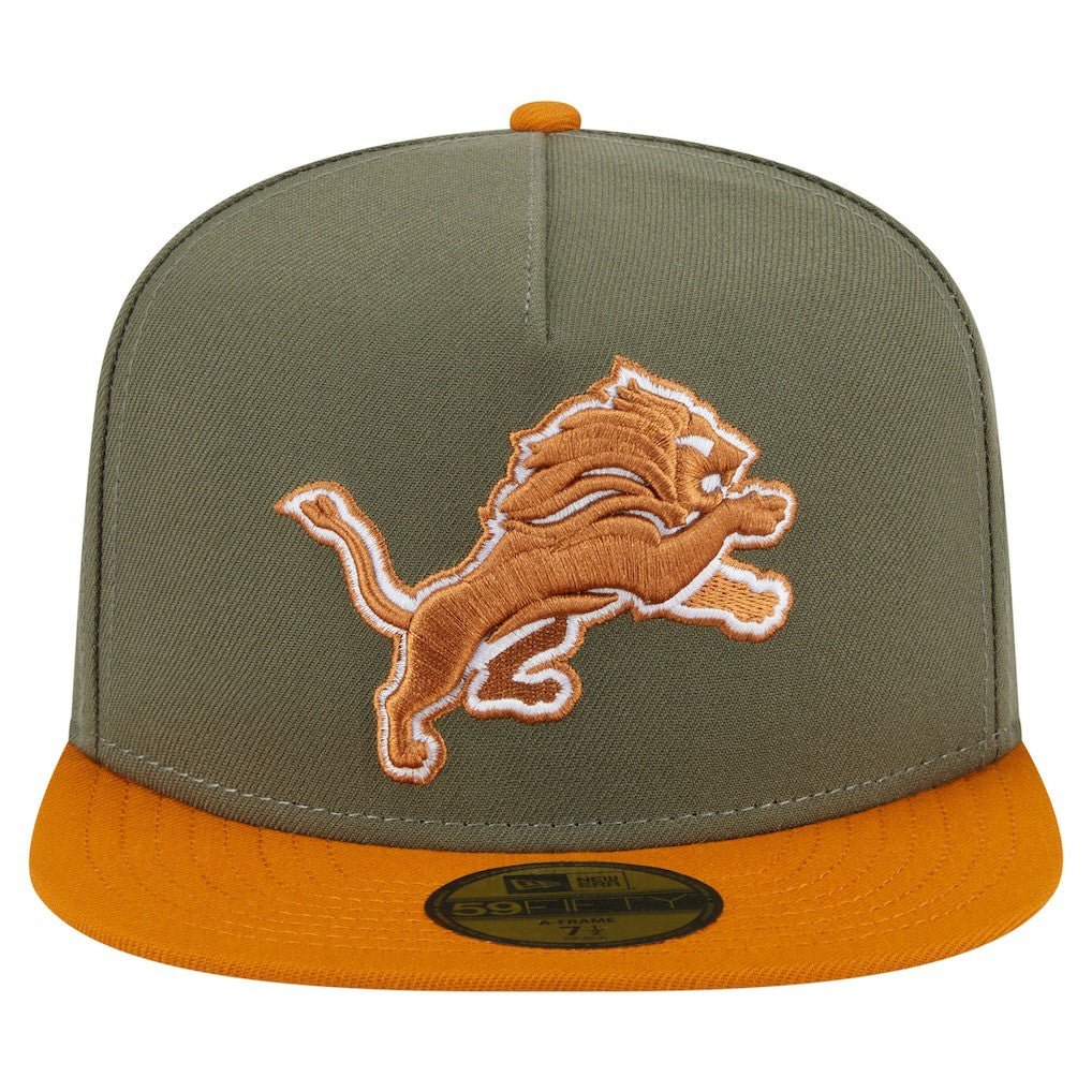 Detroit Lions New Era Color Pack A-Frame 59FIFTY Fitted Hat - Olive/Brown sale