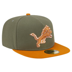 Detroit Lions New Era Color Pack A-Frame 59FIFTY Fitted Hat - Olive/Brown sale