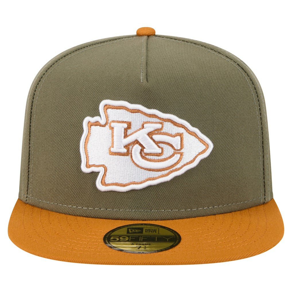 Kansas City Chiefs New Era Color Pack A-Frame 59FIFTY Fitted Hat - Olive/Brown for sale