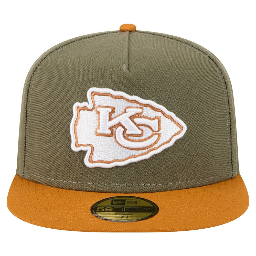 Kansas City Chiefs New Era Color Pack A-Frame 59FIFTY Fitted Hat - Olive/Brown for sale