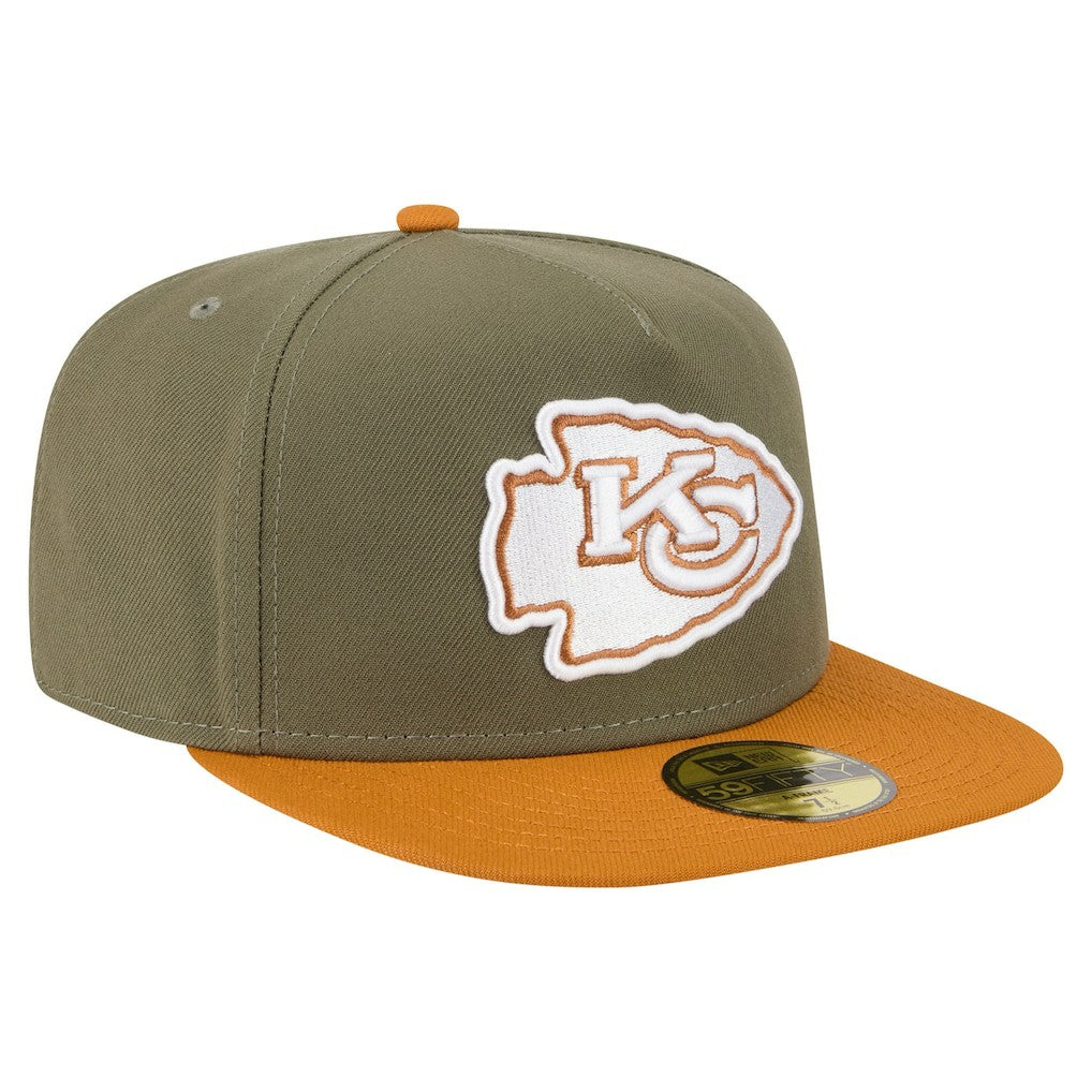 Kansas City Chiefs New Era Color Pack A-Frame 59FIFTY Fitted Hat - Olive/Brown for sale