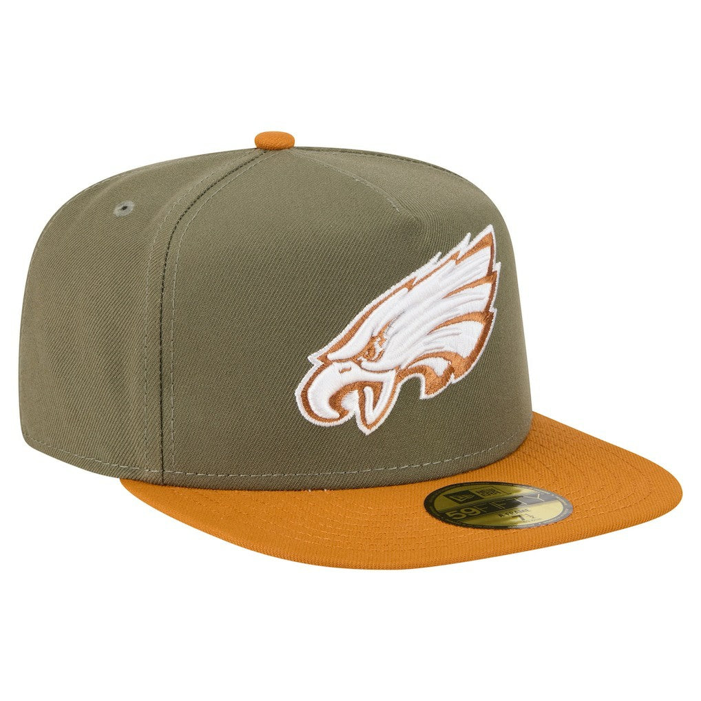Philadelphia Eagles New Era Color Pack A-Frame 59FIFTY Fitted Hat - Olive/Brown online