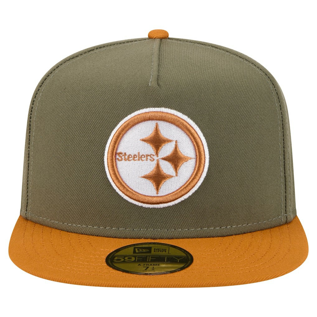 Pittsburgh Steelers New Era Color Pack A-Frame 59FIFTY Fitted Hat - Olive/Brown on sale