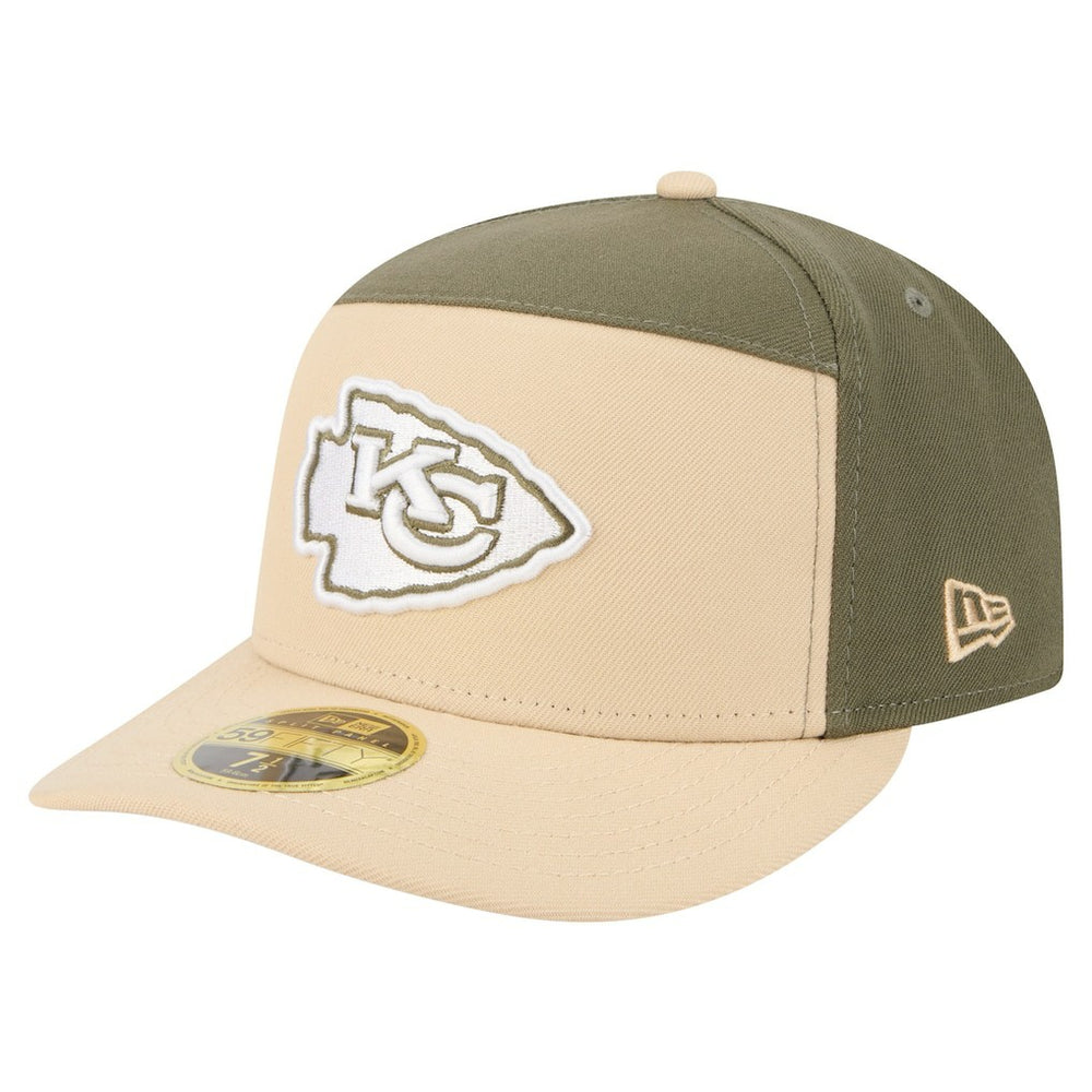 Kansas City Chiefs New Era Two-Tone Color Pack Split Panel 59FIFTY Fitted Hat - Light Beige/Olive for sale